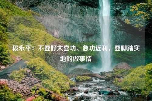 段永平：不要好大喜功、急功近利，要脚踏实地的做事情